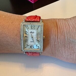 Women's Pink Watch with Rhinestone Accents